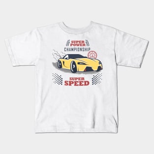 Racing Car Pale Yellow Kids T-Shirt